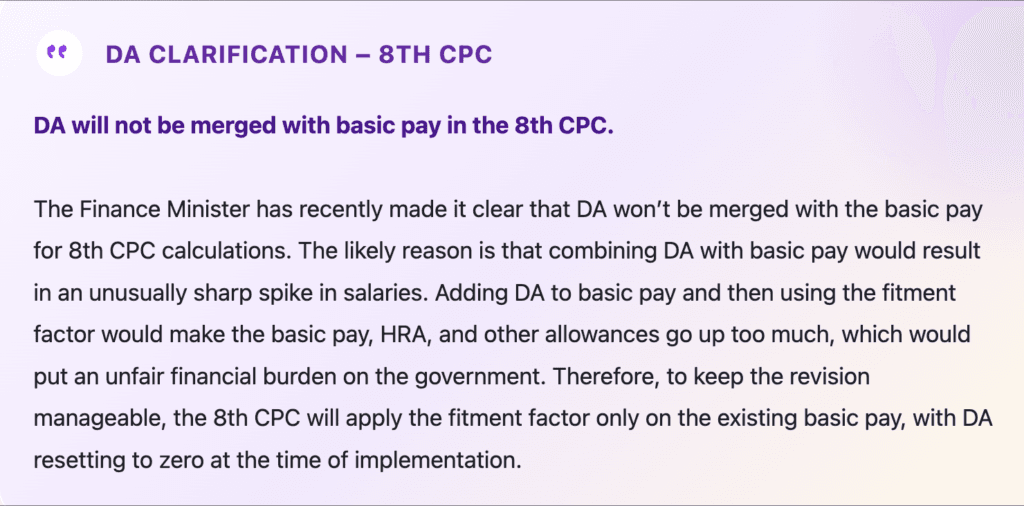 8th CPC DA Clarification