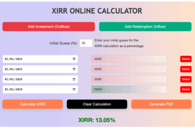 XIRR Calculator: Free online app to calculate extended internal rate of return